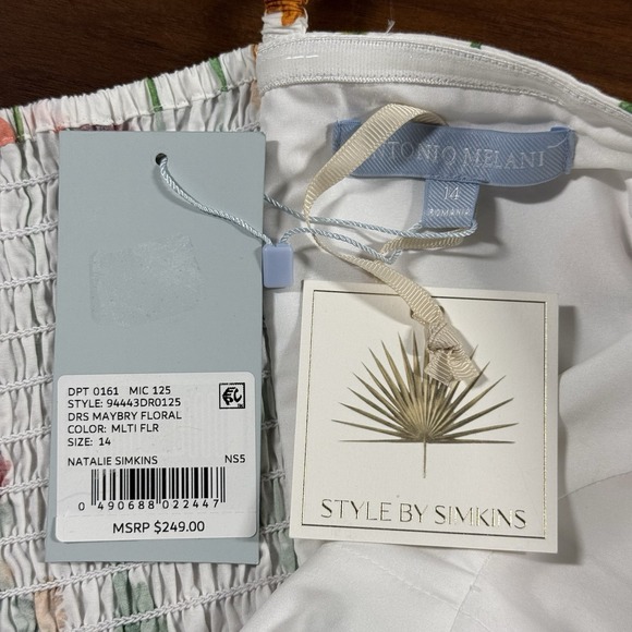 Antonio Melani Style By Simkins Size 14 White Floral Maybry Belt Maxi Dress - Picture 7 of 13